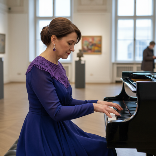 Collier en dentelle tricoté pour femmes / col violet 100% lin
