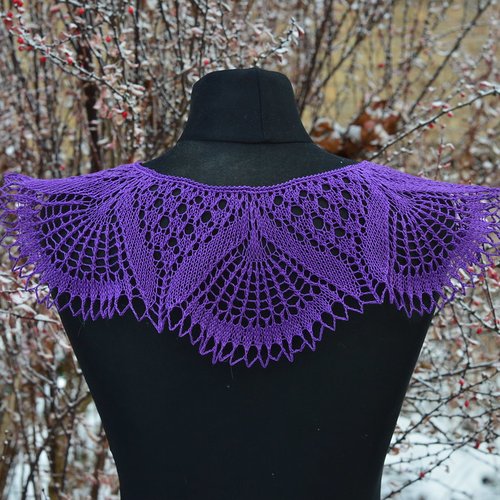 Collier en dentelle tricoté pour femmes / col violet 100% lin