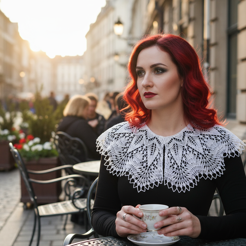 Collier en dentelle tricoté pour femmes / col pouder 100% coton, col large