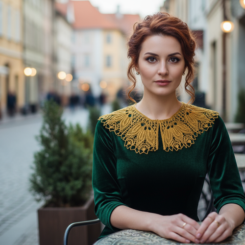 Collier en dentelle tricoté pour femmes / col blanc 100% coton,