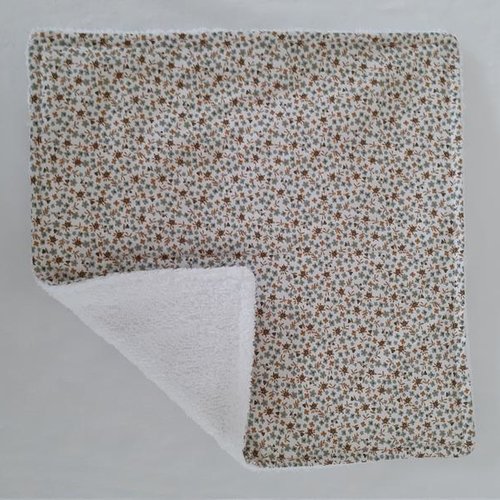 Serviette de table lavable pour enfant motifs fleurs vertes et beiges