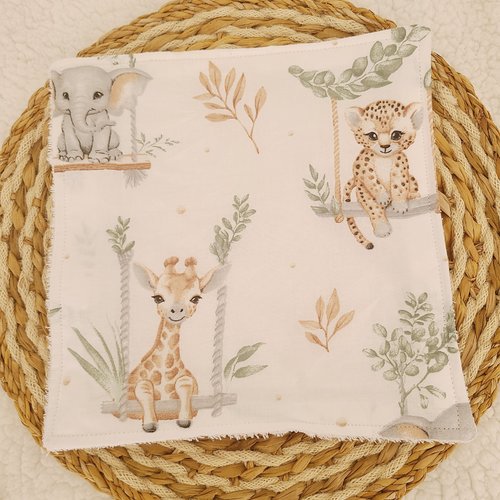 Serviette de table lavable motif animaux sur balançoire