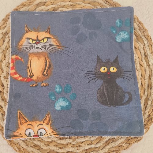 Serviette de table lavable motif chat