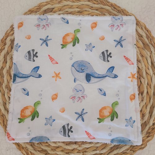 Serviette de table lavable motif baleine