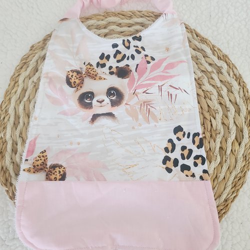 Serviette cantine maternelle personnalisée ou bavoir de cantine élastiquée motif panda