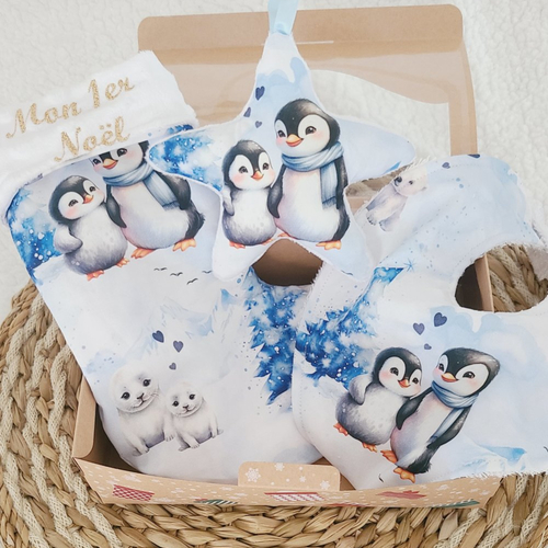 Coffret mon 1er noël comprenant 1 botte, 1 bavoir et une étoile