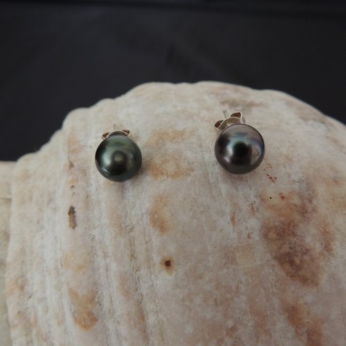 Boucles d'oreilles argent 925 perle de tahiti