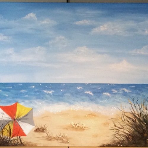 Tableau abstrait bord de mer  50/70 cm