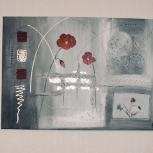 Tableau fleurs rouges