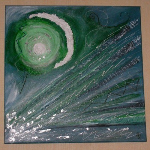 Tableau acrylique abstrait "vent et mer " 