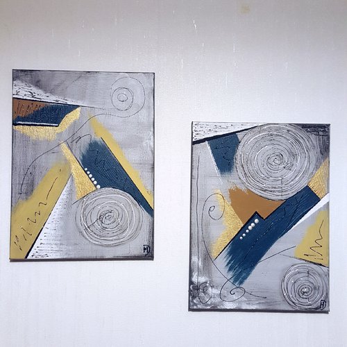 Tableau diptyque abstrait ( 30/40 cm x2 )