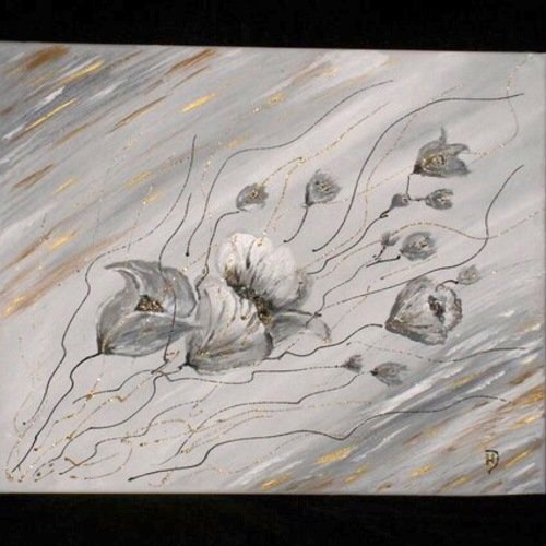 Tabeau fleurs et vent en abstrait 