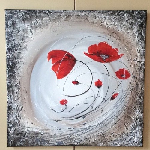 Tableau  acrylique abstrait "tourbillon fleuri" vendu 
