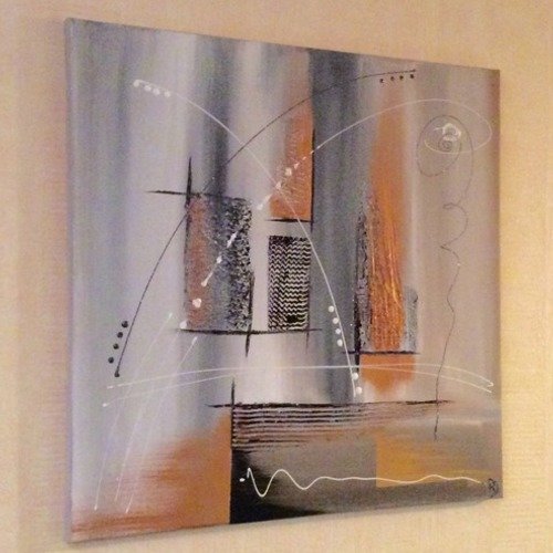 Tableau acrylique abstrait contemporain" tableau abstrait  cuivrée" vendu 