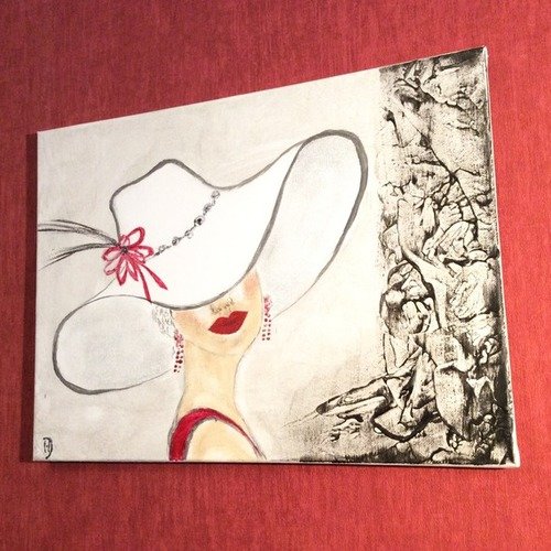 Tableau " chapeau de femme "peinture feminine  vendu 