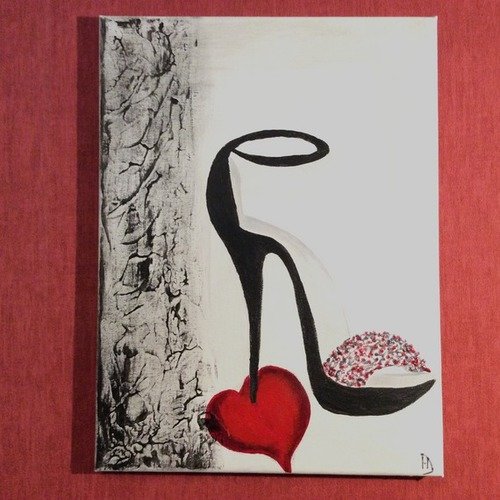 Tableau chaussure de femme peinture " cœur et escarpin" vendu 