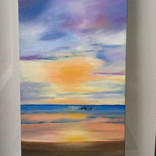 Peinture sur toile - coucher de soleil - peinture à l'huile