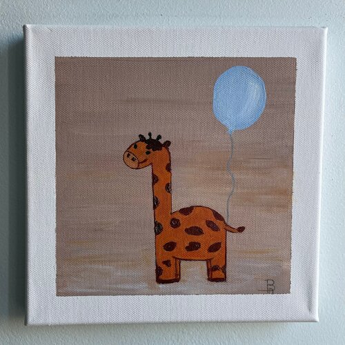 Tableau chambre bébé - girafe avec son ballon