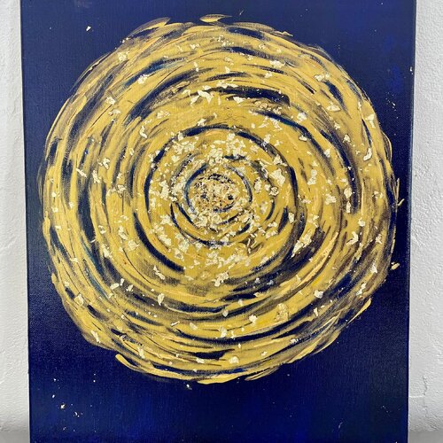 Cercle doré peinture abstraite huile et acrylique