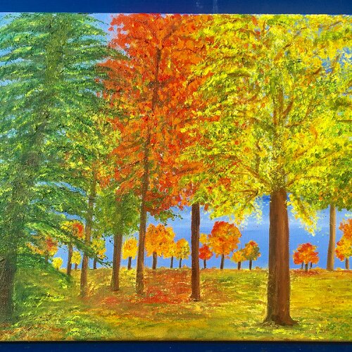 Peinture arbres d’automne - tableau peinture à l’huile