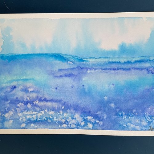 Aquarelle bleue abstraite