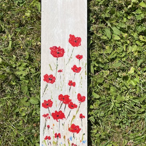 Peinture sur bois - coquelicots