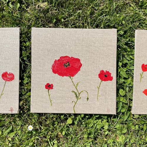 Tableau peinture - les coquelicots
