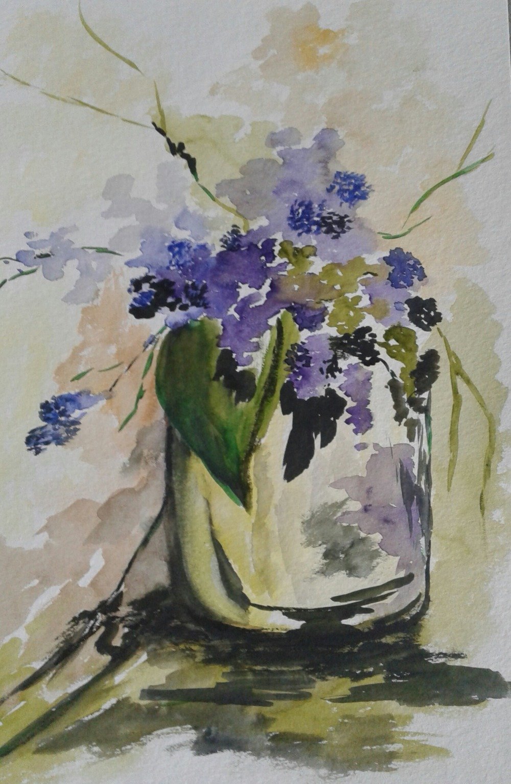 Petites Fleurs Bleues Realisees A L Aquarelle Un Grand Marche