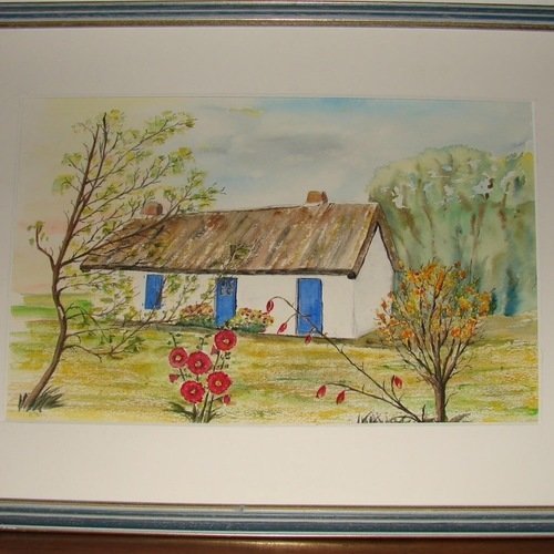 Aquarelle originale la bourrine vendéenne paysage de vendée Un grand — free download