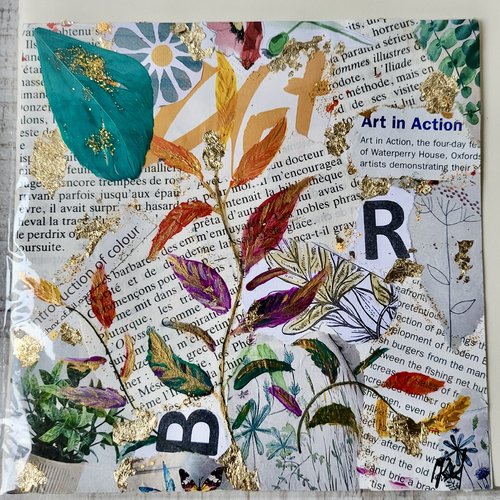 Carte double collages et  peinture acrylique  carte de vœux   fête  anniversaire  félicitations