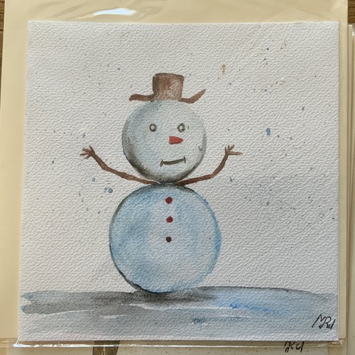 Carte de vœux noël nouvelle année  carte double aquarelle