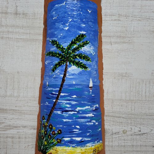 Tuile peinte décoration marine   cadeau pendaison de crémaillère
