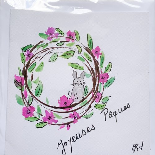 Carte joyeuses pâques  carte double aquarelle