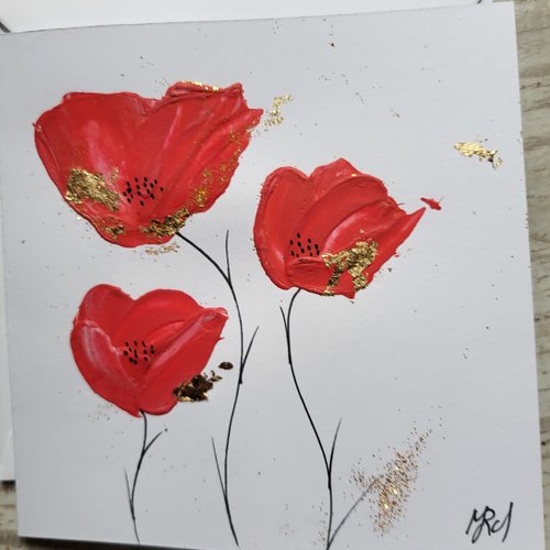 Carte double peinte de coquelicots carte d’anniversaire félicitations  tableau coquelicots
