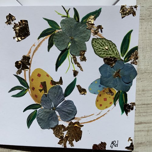 Carte double pour pâques  carte porte-billets  peinture et collage