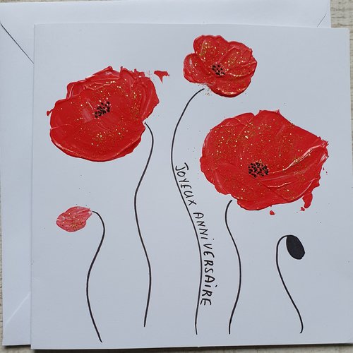 Carte d’anniversaire coquelicots   46