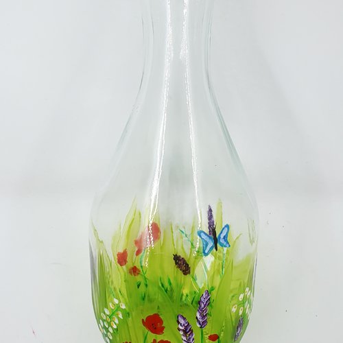 Carafe en verre  fleurs des champs   décoration végétale