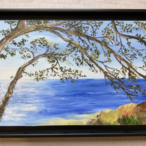 Tableau méditerranée peinture à l’huile au couteau  paysage de provence  décoration murale   décoration marine