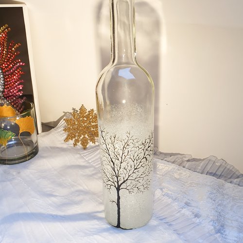 Bouteille en verre peinte déco de noël  bouteille recyclée  photophore