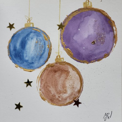 Carte de noël  carte double aquarelle. carte de vœux