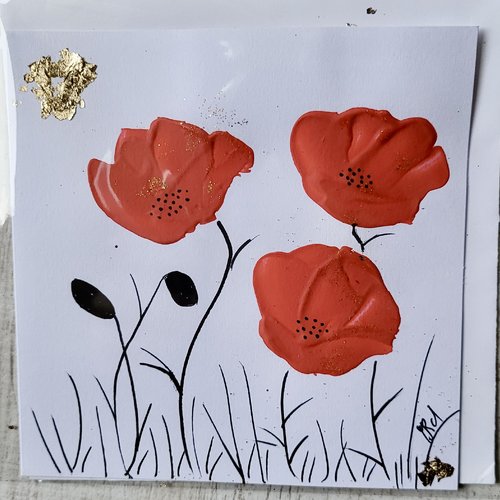 Carte coquelicots carte double  carte de vœux