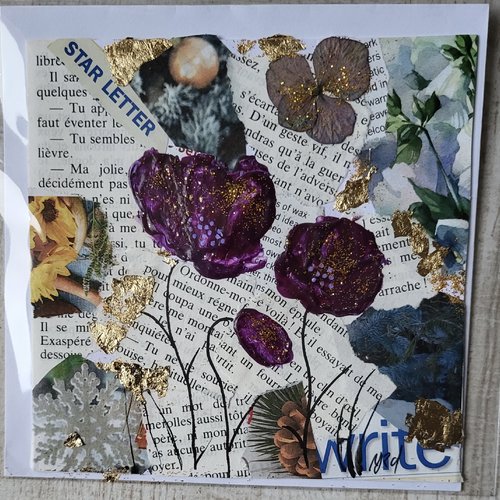 Carte double coquelicots et collages  cartes de noël