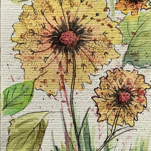 Carte aquarelle motif floral  carte d’anniversaire