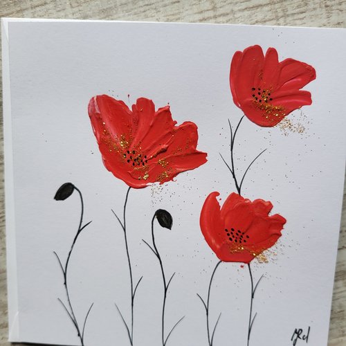 Carte double coquelicots   carte d’anniversaire  félicitations  mariage