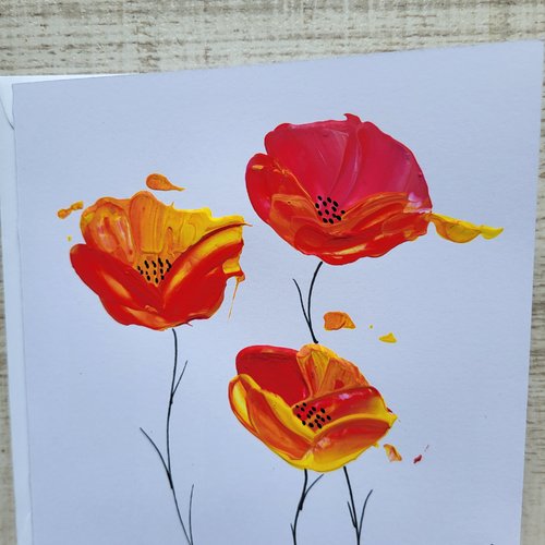 Carte double coquelicots carte d’anniversaire  fête des mères tableau coquelicots