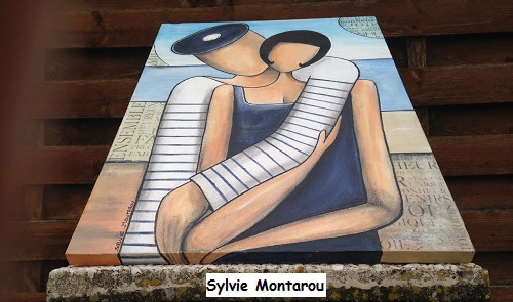 Les Amoureux Du Bord De Mer Tableau Peinture Acrylique Bleu Rayure Couple D Amoureux Marin Amour Mariniere Sea Painting Un Grand Marche