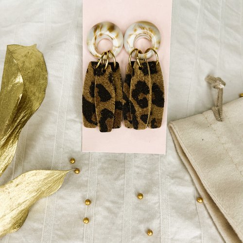 Aloysia - boucles d'oreilles pendantes en cuir recyclé