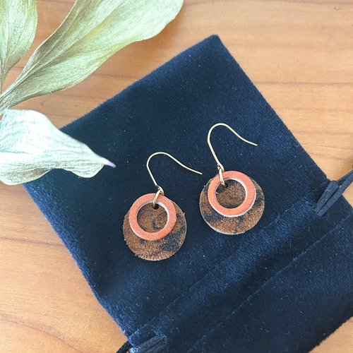 Akebia cuivre - boucles d'oreilles en cuir recyclé