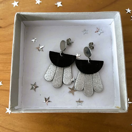 Boucles d'oreilles elea - cuir recyclé brillant