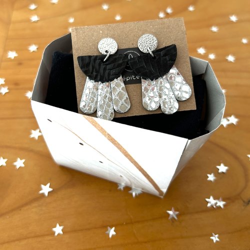 Boucles d'oreilles elea - cuir recyclé brillant